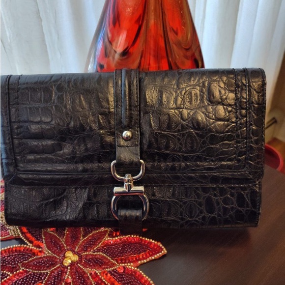Talbots Black Leather Clutch Wristlet - Picture 2 of 6